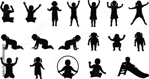 Collection of professional business people silhouettes standing in various office poses and smart casual outfits isolated on white background