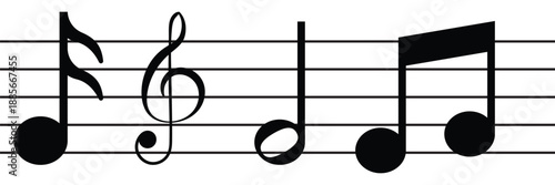 Musical Staff and Treble Clef Icon Set – Vector Notes, Sheet Music, and Music Symbols 
for Education and Composition