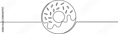 Donuts one continuous line art, Vector illustration, One line art, Line art graphic style