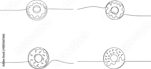 A Set of Donuts one continuous line art, Vector illustration, One line art, Line art graphic style