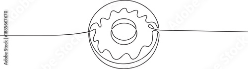 Donuts one continuous line art, Vector illustration, One line art, Line art graphic style