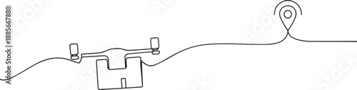 Drone one continuous line art, Vector illustration, One line art, Line art graphic style