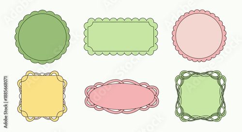 A collection of colorful, decorative frames and borders in various shapes, perfect for adding visual appeal to designs, invitations, or scrapbooking p