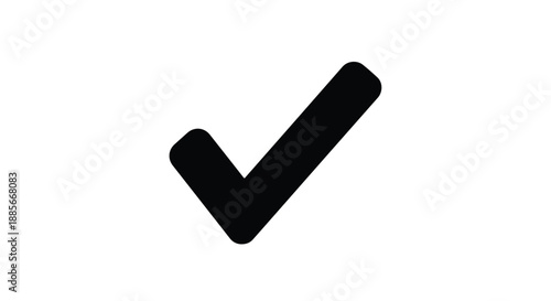 Black Check Mark Vector Icon on White Background