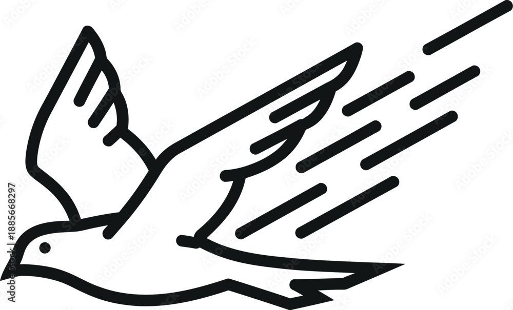 Obraz premium Flying bird icon with motion lines
