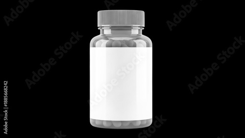 Clear glass bottle with white label