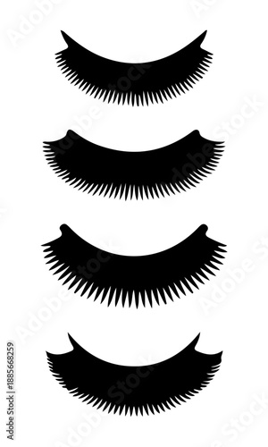 Eyelashes silhouette vector, Set of women eyelash collection vector art, eyelash isolated on white background
