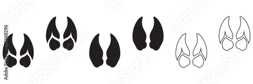 Equestrian Hoofprint Icon Set – Horse Hoof Track Symbols, Black Silhouette 
Vector Collection