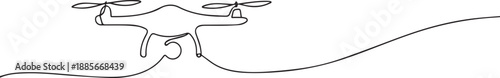 Drone one continuous line art, Vector illustration, One line art, Line art graphic style