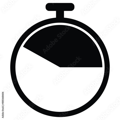 A black minimalist icon of a stopwatch with the top portion filled indicating elapsed time for timing or sports activities