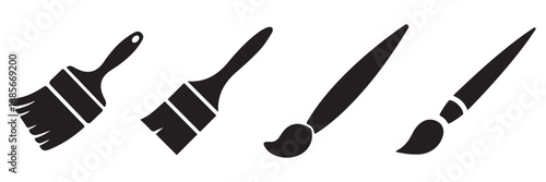 Paint Icons Set – Brush and Roller Vector Collection, Transparent Background, 
Illustration Sign Symbols