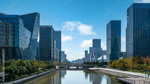 Ningbo, China: city skyline, architecture, landscape, city, metropolis, landmark, background, tourist destination, downtown, modern.