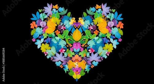 Vibrant heart shaped floral art for mother's day celebration
