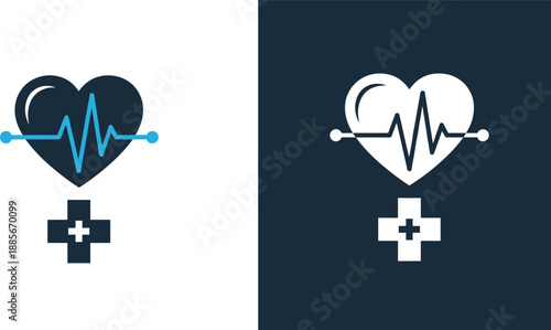 Heart Rate Pulse with Cross Medical Icon Vector Illustration for Healthcare Diagnostic Cardiology Emergency Services Wellness Monitoring and Digital Health Application