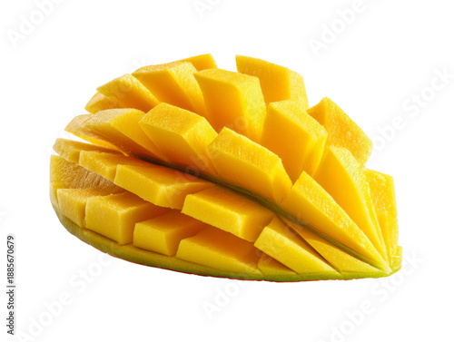A sliced mango, a vibrant and tropical fruit Isolated Transparent Background, PNG