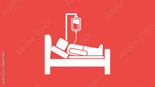 Patient in hospital bed receiving intravenous drip, essential medical care and recovery concept