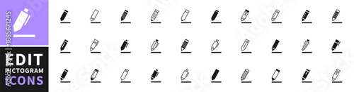 Edit vector pictogram icons. Edit icon. Write pen concept icons for web site or app. Business concept note edit pictogram isolated on white background. Vector illustration