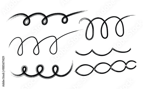 Collection of various squiggly lines and swirling patterns