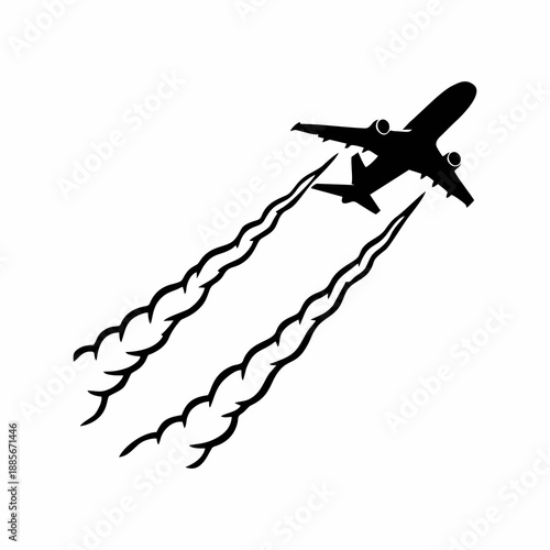 Commercial Airplane Silhouette Flying with Smoke Trails