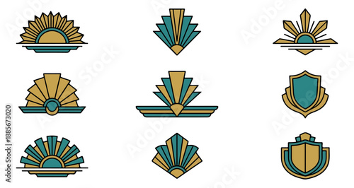 Art deco style sunburst design elements
