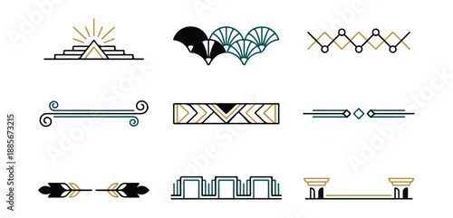 Decorative geometric design elements in various styles