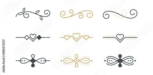 Decorative ornamental design elements collection on black background