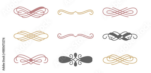 Decorative ornamental design elements collection on black background