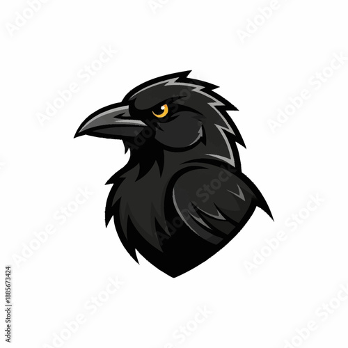 Stylized Black Raven Head Emblem with Fierce Yellow Eye.