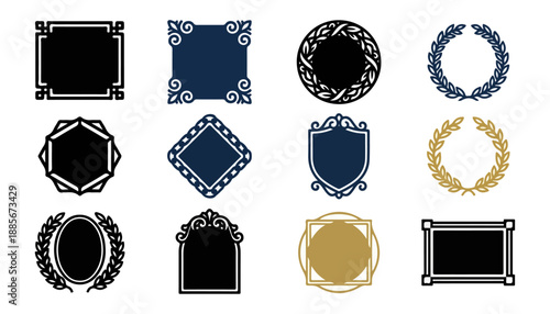 Decorative ornamental frames and wreaths collection on black
