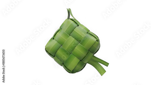 Vibrant Green Ketupat Casing On Black For Eid Alfitr