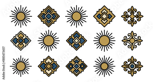 Geometric patterned ornamental design on black background