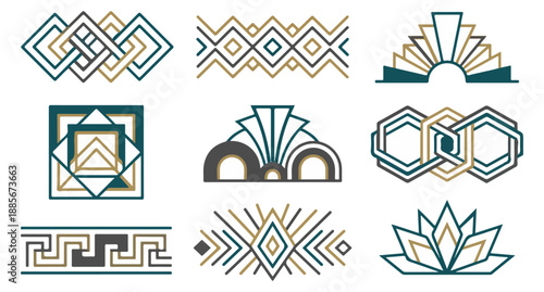Geometric vector design elements set abstract backgrounds decorative patterns
