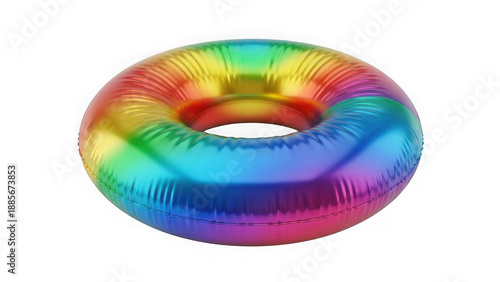 Vibrant Rainbow Inflatable Ring Float On Black