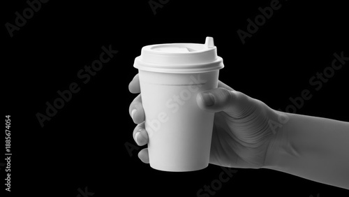 Hand holding a disposable coffee cup