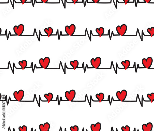 Love heart seamless pattern background. vector.