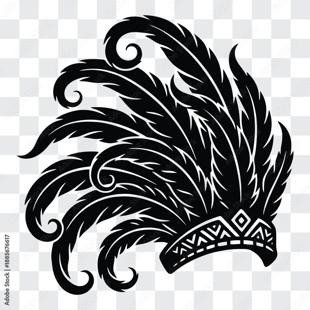 Obraz premium Carnaval Feather Headdress Silhouette with Dramatic Plumes