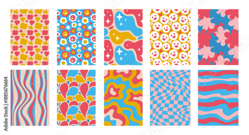 Retro pattern background set with decorative vintage textures