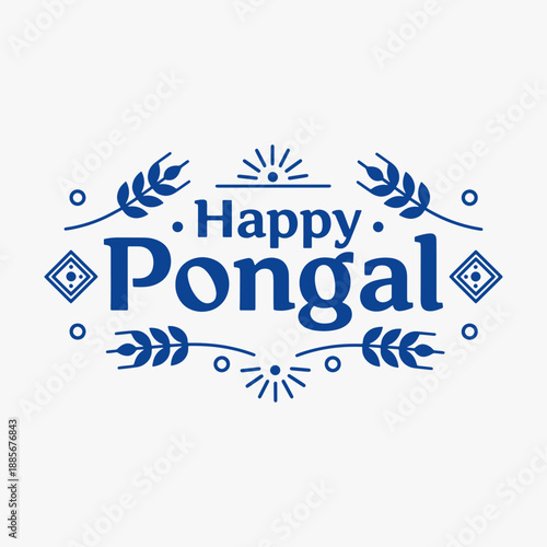 The flat design Happy Pongal Typography Holiday, Harvest Festival of Tamil Nadu, South India.
