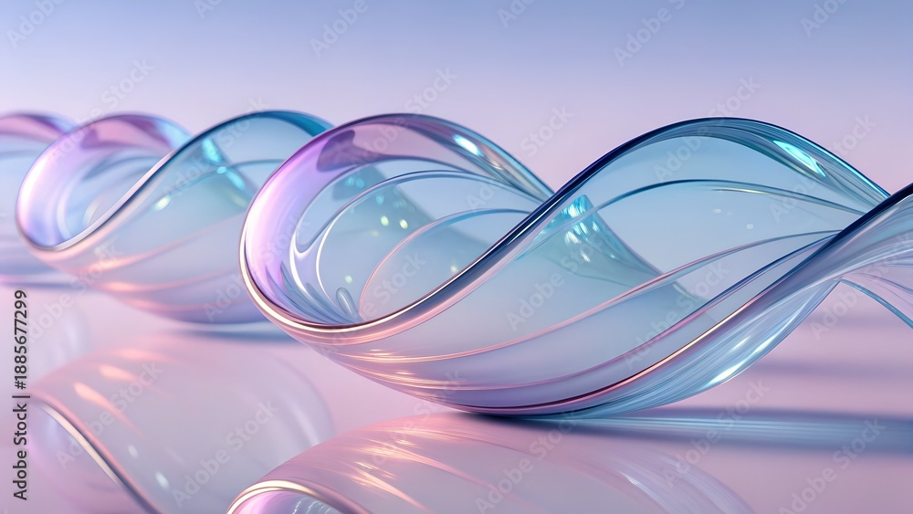 Obraz premium Soft Pastel Twisted Ribbons with Subtle Iridescent Sheen abstract curves