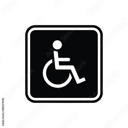 Vector illustration icon black and white wheelchair symbol sign on isolated for accessibility and disability awareness
