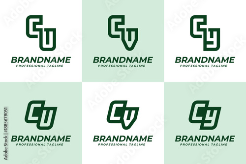 Letters CU CV CY Logo Monogram Set, for UC VC YC initials