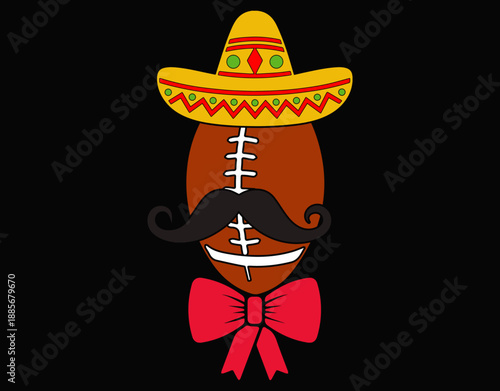 American Football Mexican Sombrero Cinco De Mayo - printable editable vector art file.