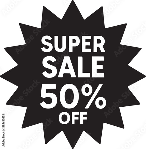 Super sale fifty percent off badge vector