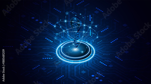 technology circuit board key icon. Cyber ​​data security and privacy concept. modern technology innovation concept background