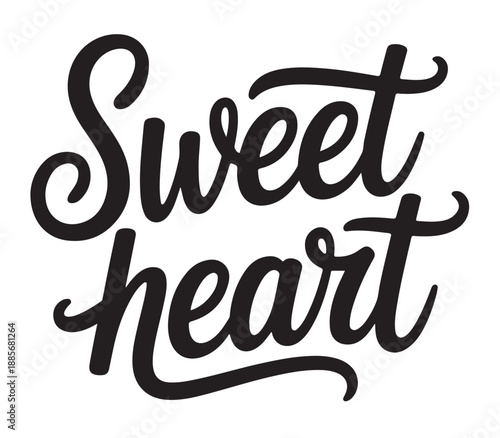 Sweet Heart Typography on White Background