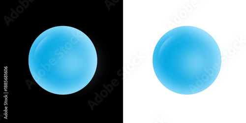 Blue Glossy 3D Sphere Isolated On Black And White Background