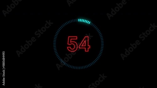 60 seconds countdown timer neon from 60 to 0 4K video