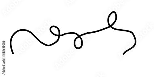 Curly Wavy Scribble Lines and Decorative Doodles in Editable Hand-Drawn Style, Irregular Wiggly Curvy Elements Isolated on White Background, Vector Illustration