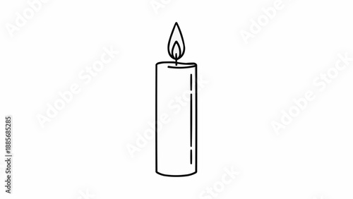 Simple line drawing of a lit candle with a flame.
