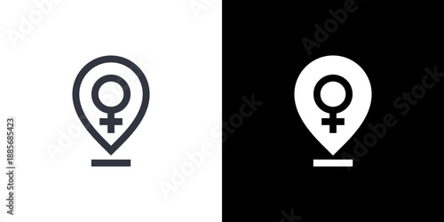 Location icon concept with flat Black White Background. Vector illustration.